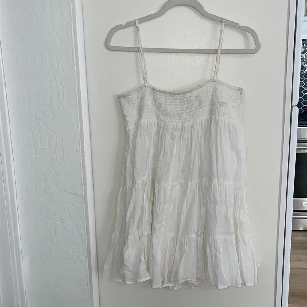 Zara White Smocked Baby Doll Dress Lined | M - Picture 3 of 8